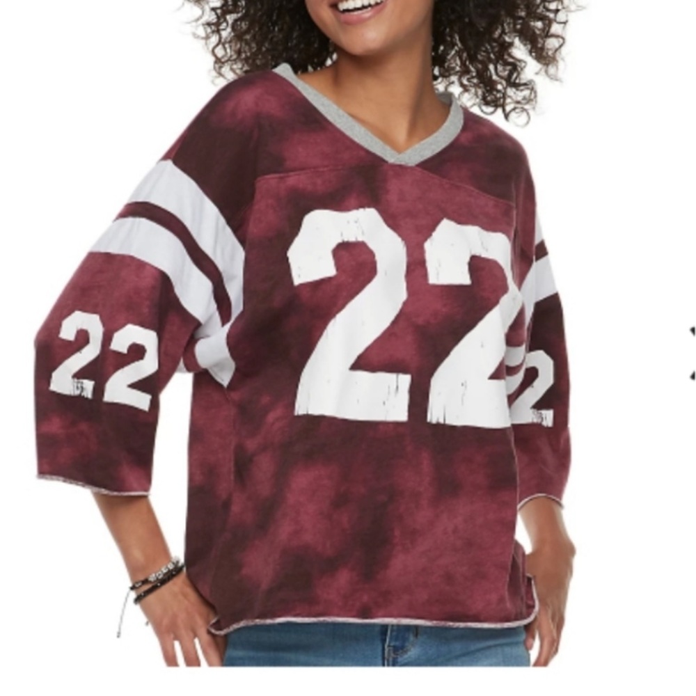 Vanilla Star Junior V-Neck Distressed Bleached Tie Dye 22 Football Spirit Jersey